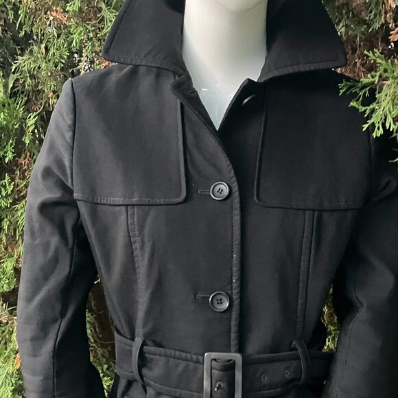 Theory Trench Coat Black with Belt Size M - Picture 5 of 10